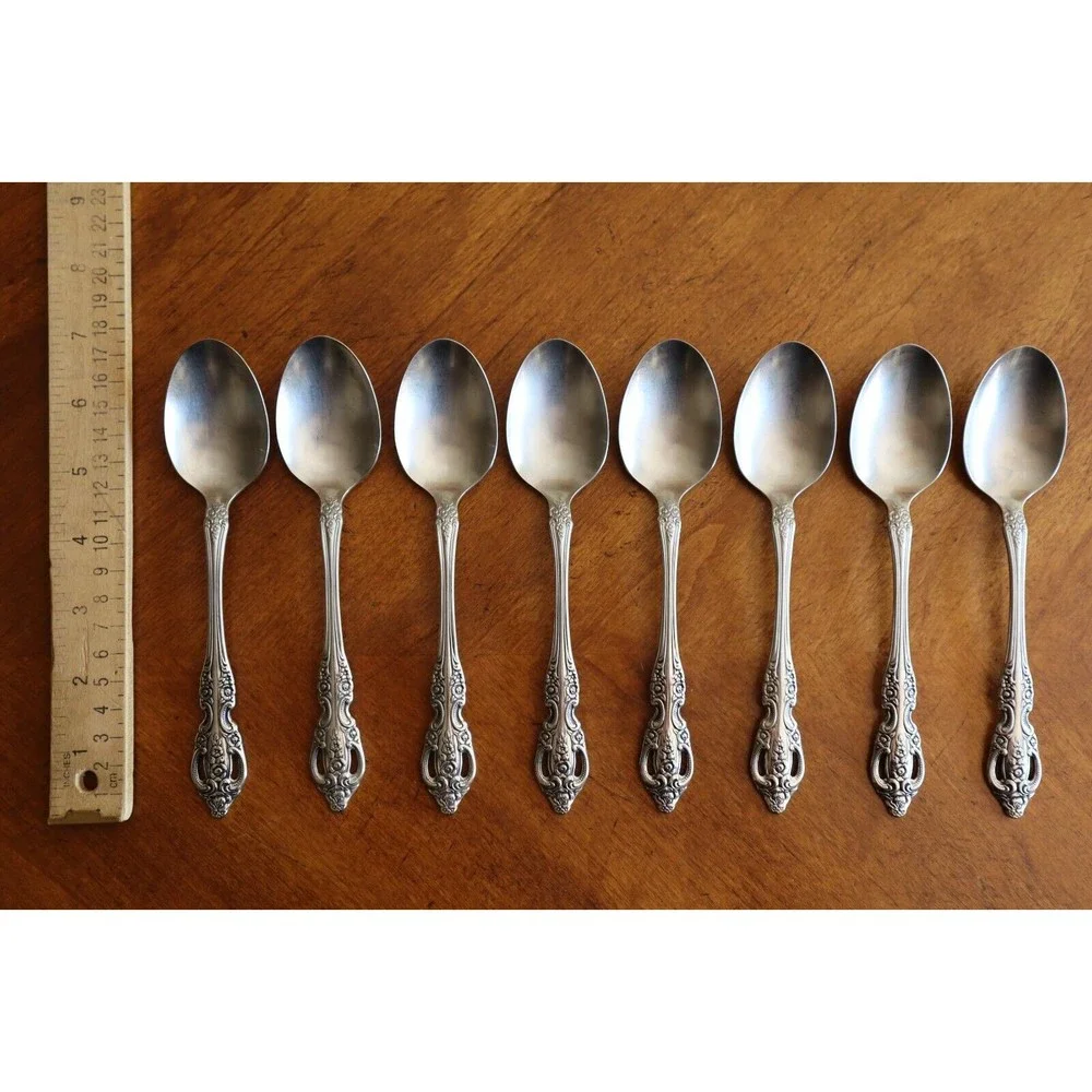 Lot 8x Oneida RENOIR Pembrooke Stainless SSS Pierced Soup Table Spoon 6.75